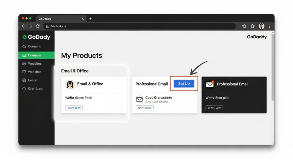 GoDaddy “My Products” dashboard