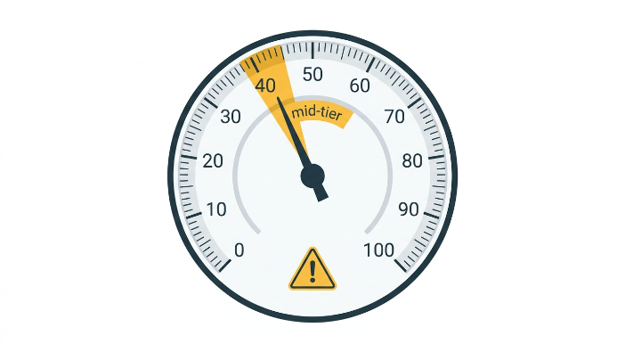 Domain Authority gauge showing Techsslaash.com in mid-tier range at 41 to 45
